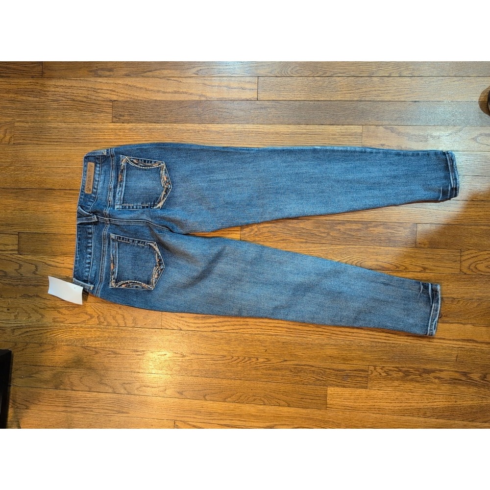 Vanity Premium Med / Dark Wash Fade Jeans Stretch Whiskered Sz 27 SHORT Skinny - Picture 3 of 3